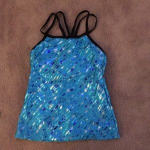 Blue patterned jazz costume/practice top.
